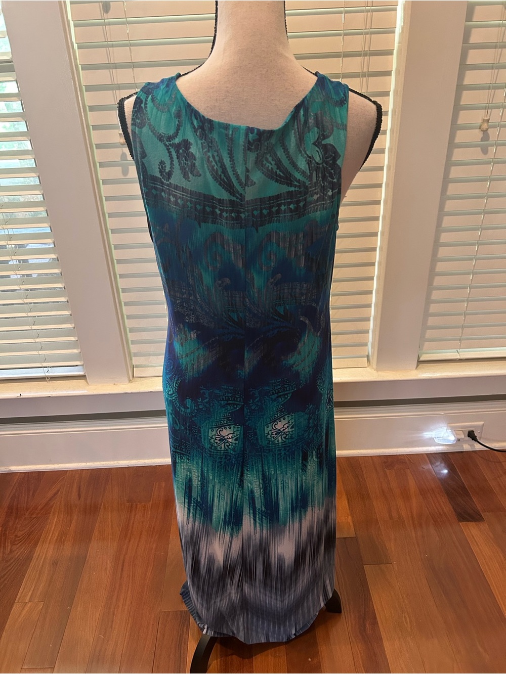 R&M Richards Teal & Navy Sleeveless V-Neck Maxi Dress with Decorative Medallion - Picture 5 of 8